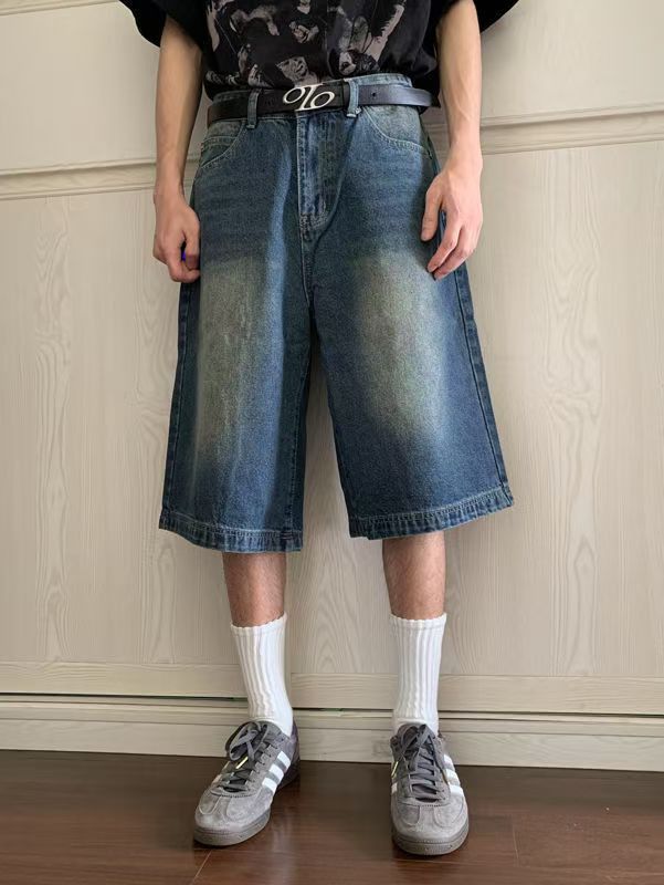 Japanese Brand × Jean American street washed vintage distressed denim shorts Size US 32 / EU 48 - 1 Thumbnail