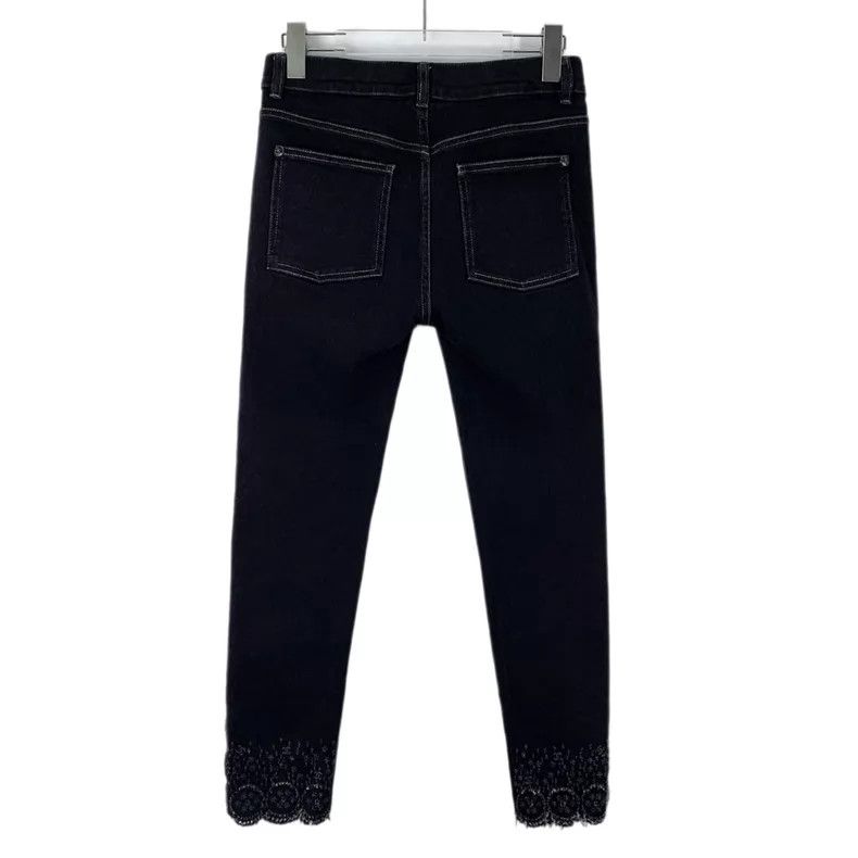 Chanel Chanel Black camellia lace trousers cotton casual denim tr Size 24" / US 00 / IT 34 - 2 Thumbnail