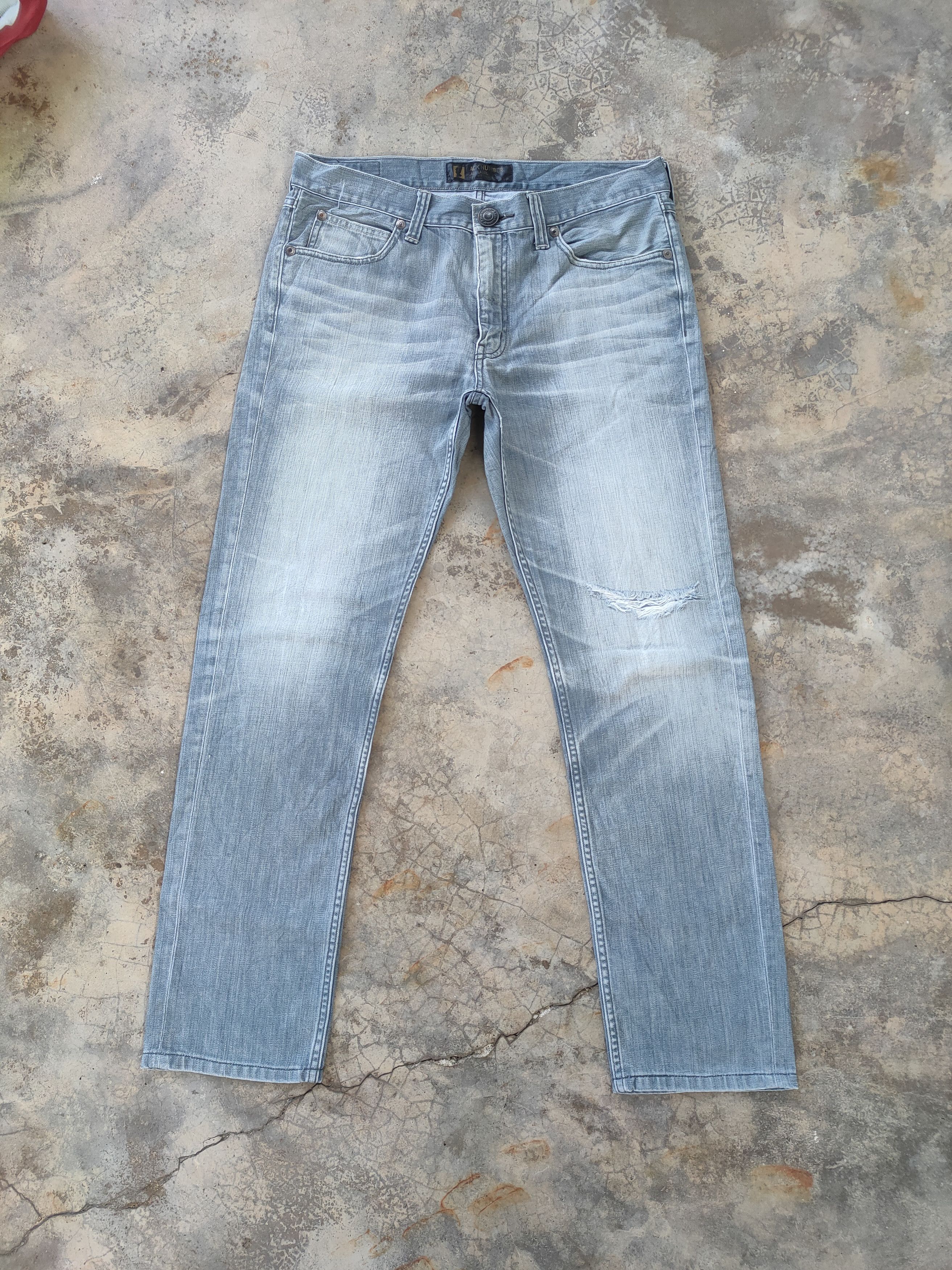 Black Label × Jean VINTAGE BACK NUMBER FADED RIPPED JEANS DENIM PANTS Size US 35 - 1 Thumbnail