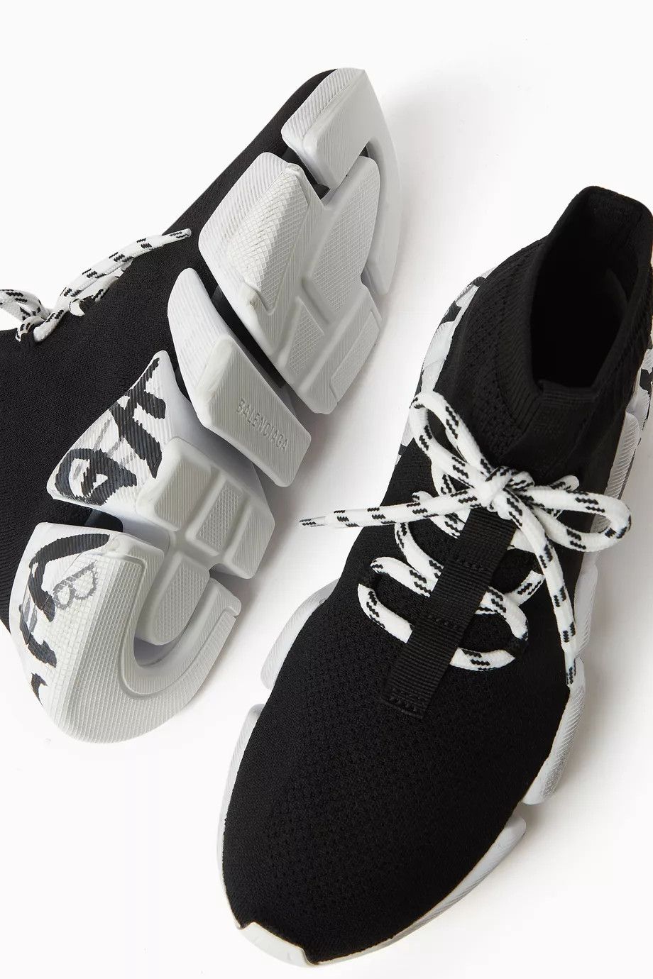 Balenciaga o1mt1gz0924 Speed 2.0 Lace-Up Graffiti Recycled Sneakers Size US 8 / IT 38 - 4 Thumbnail