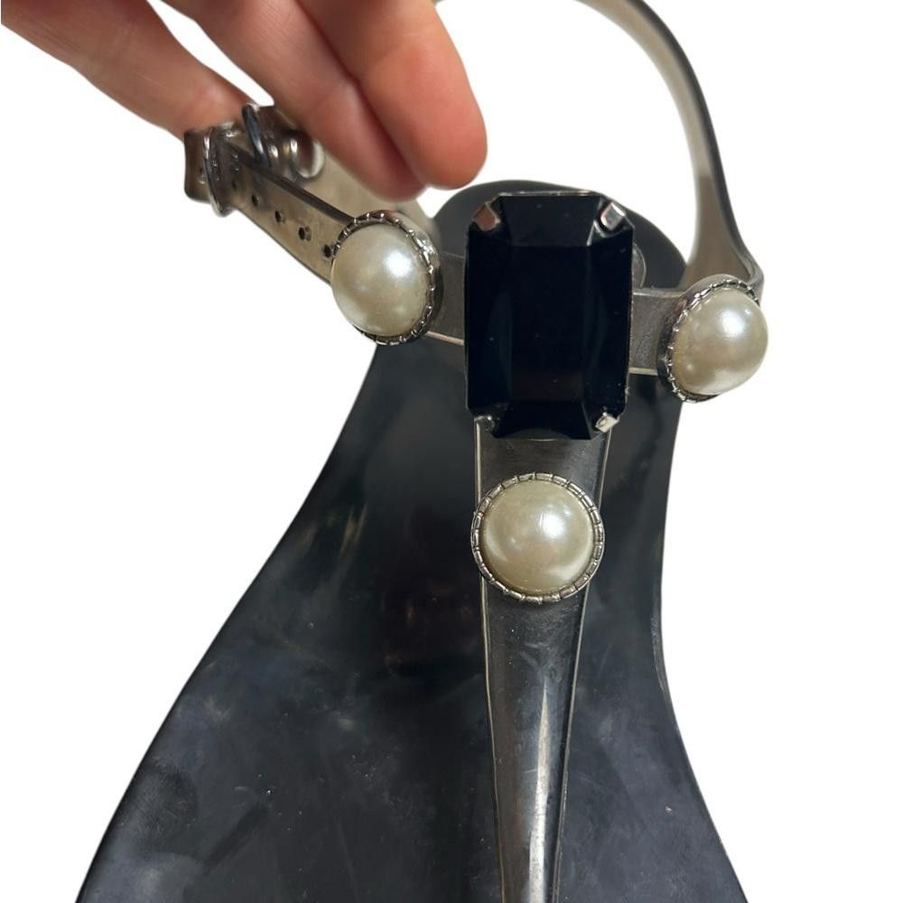 Designer BCBGeneration l Black Jelly Pearl Jeweled Sandals Size 10 Size US 10 / IT 40 - 4 Thumbnail