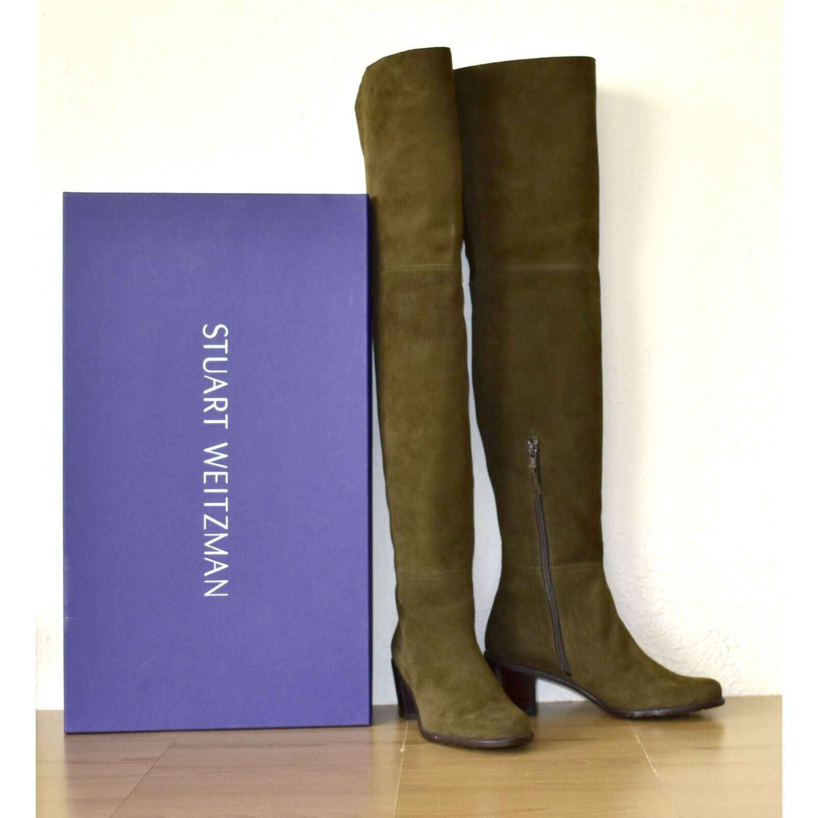Stuart Weitzman NIB STUART WEITZMAN Hitest Olive Suede Over The Knee Boots 8 Size US 8 / IT 38 - 1 Thumbnail