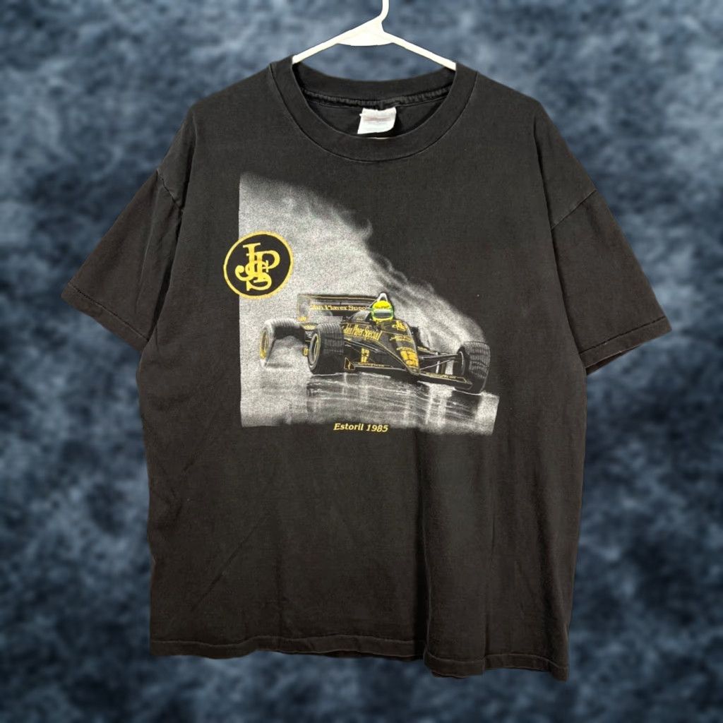 Hanes VINTAGE Ayrton Senna Formula 1 John Player Special Estoril 1985 T Shirt XL Black Hanes Men Crew Neck Short Sleeve Graphic All Seasons Shirt Mens XL Size US XL / EU 56 / 4 - 1 Thumbnail