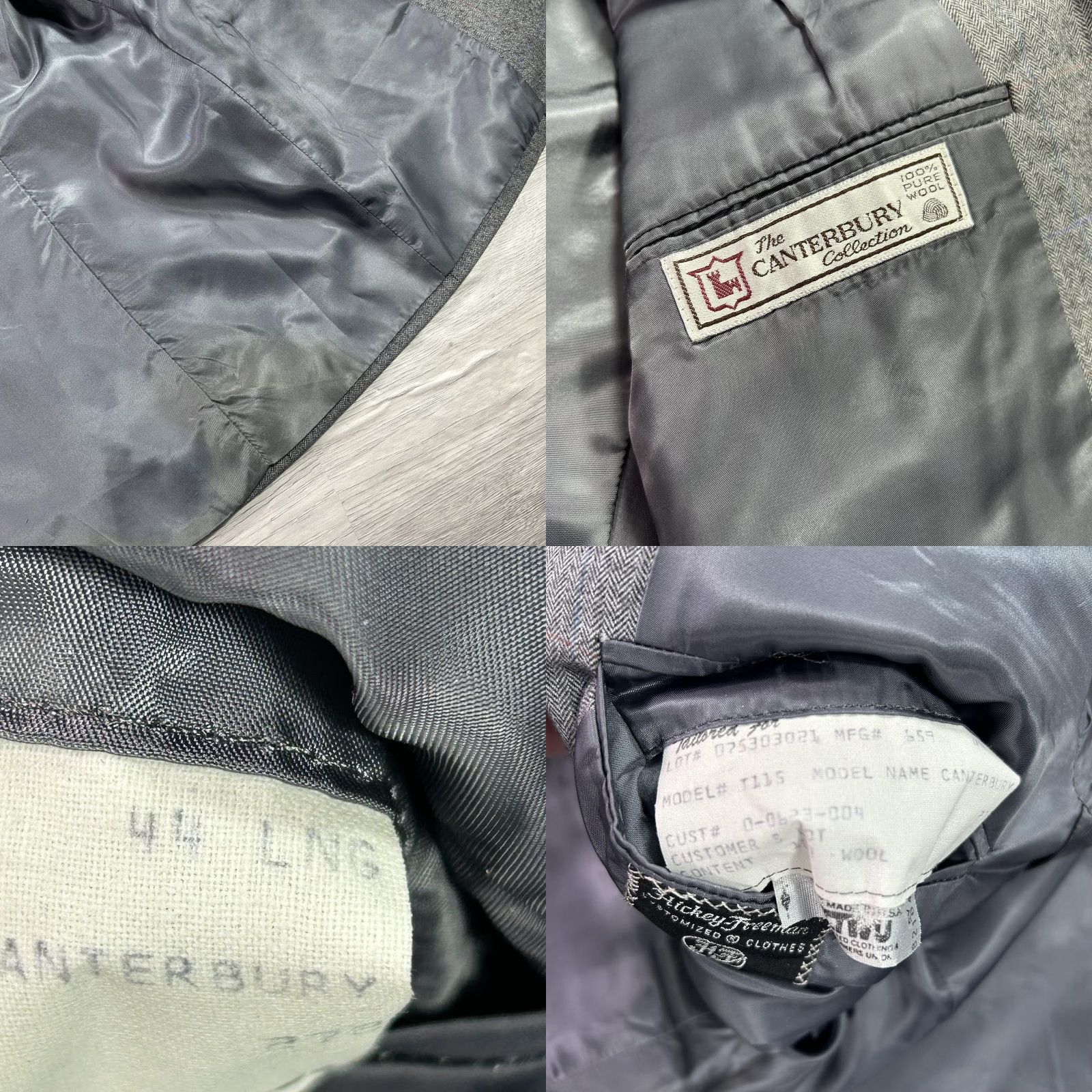Vintage Hickey Freeman Blazer Mens 44L Gray Herringbone Wool Sport Coat Jacket Size 44R - 9 Thumbnail