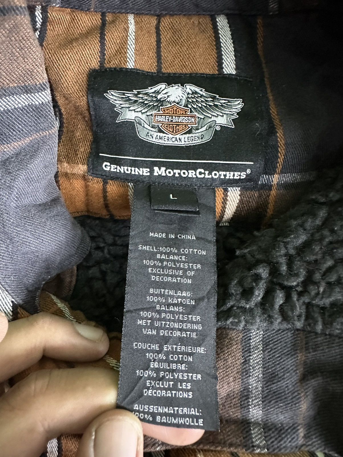 Harley Davidson Vintage HD Plaid Sherpa Lined Thick Heavy Flannel Jacket Size US L / EU 52-54 / 3 - 12 Thumbnail