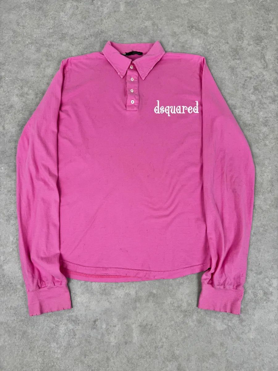 Dsquared2 SS2005 Dsquared2 Pink «Mr Catenacci » Print Longsleeve Polo Size US M / EU 48-50 / 2 - 1 Thumbnail