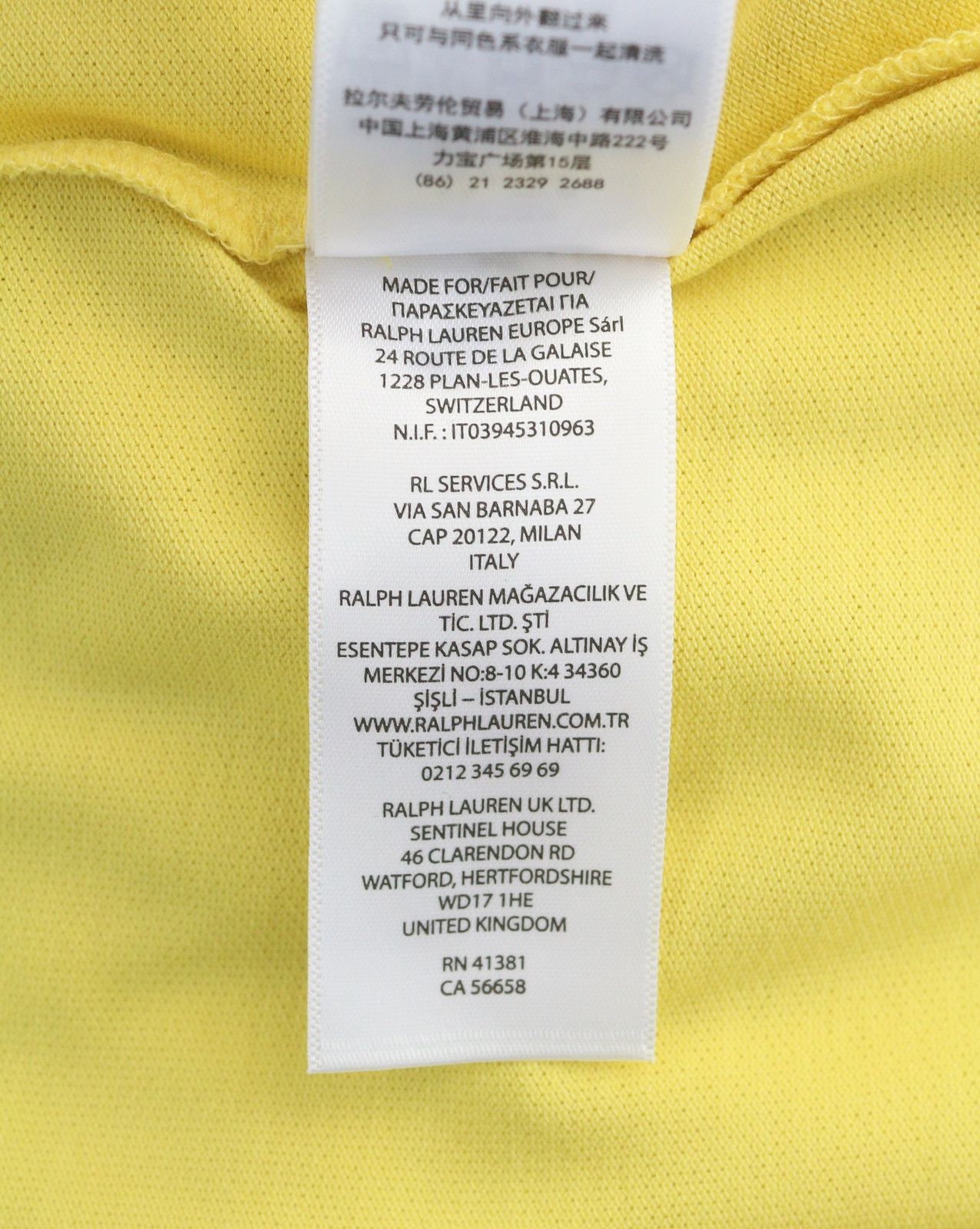 Lauren Ralph Lauren M Yellow Polo Neck Cotton Logo T-Shirt 84718 Size M / US 6-8 / IT 42-44 - 10 Thumbnail