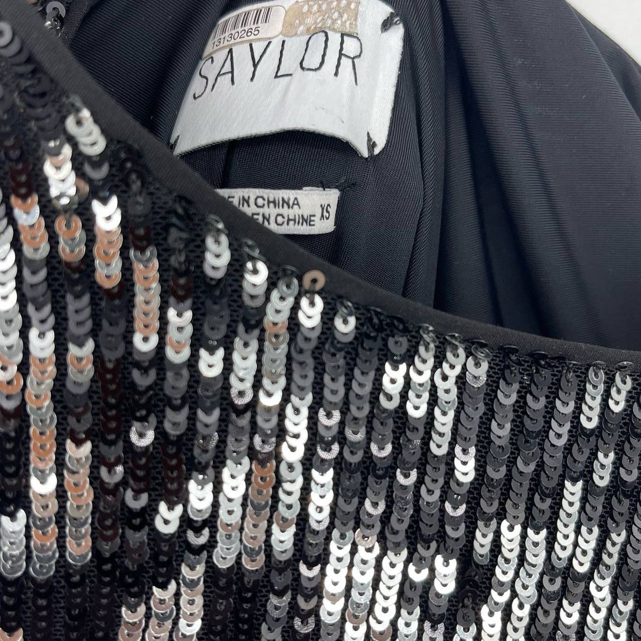 Saylor Saylor Sequin Black White Mini Dress Size XS Size XS / US 0-2 / IT 36-38 - 4 Thumbnail