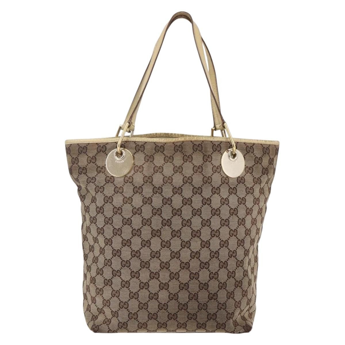 Gucci GUCCI GG Canvas Tote Bag Beige Gold Size ONE SIZE - 3 Thumbnail