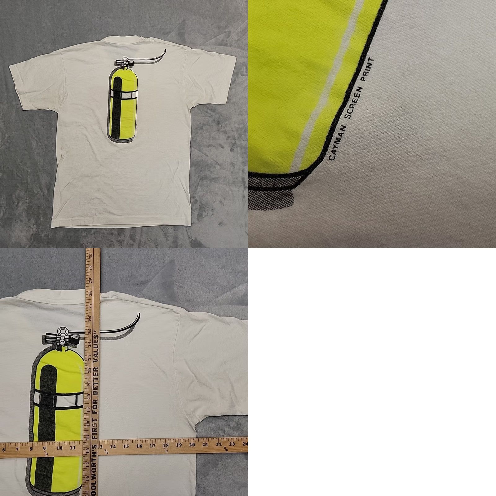 Fruit Of The Loom VTG Caymen Island Shirt Mens L White 90s USA T-Shirt Cotton Short Sleeve Crew Neck Single Stitch Size US L / EU 52-54 / 3 - 8 Thumbnail