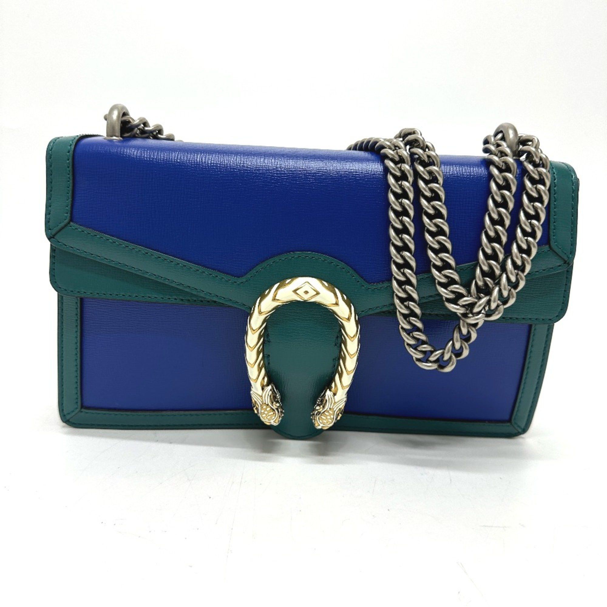 400249 Bicolor Chain shoulder Shoulder Bag blue Green Other