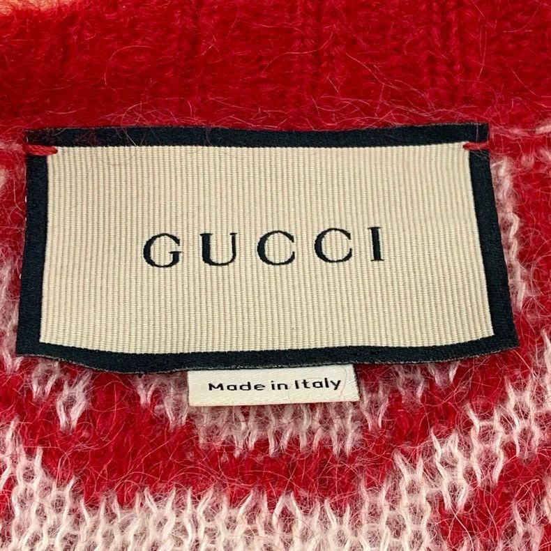 Gucci Gucci Red logo full-printed horsehair round-neck single-br Size L / US 10 / IT 46 - 5 Thumbnail