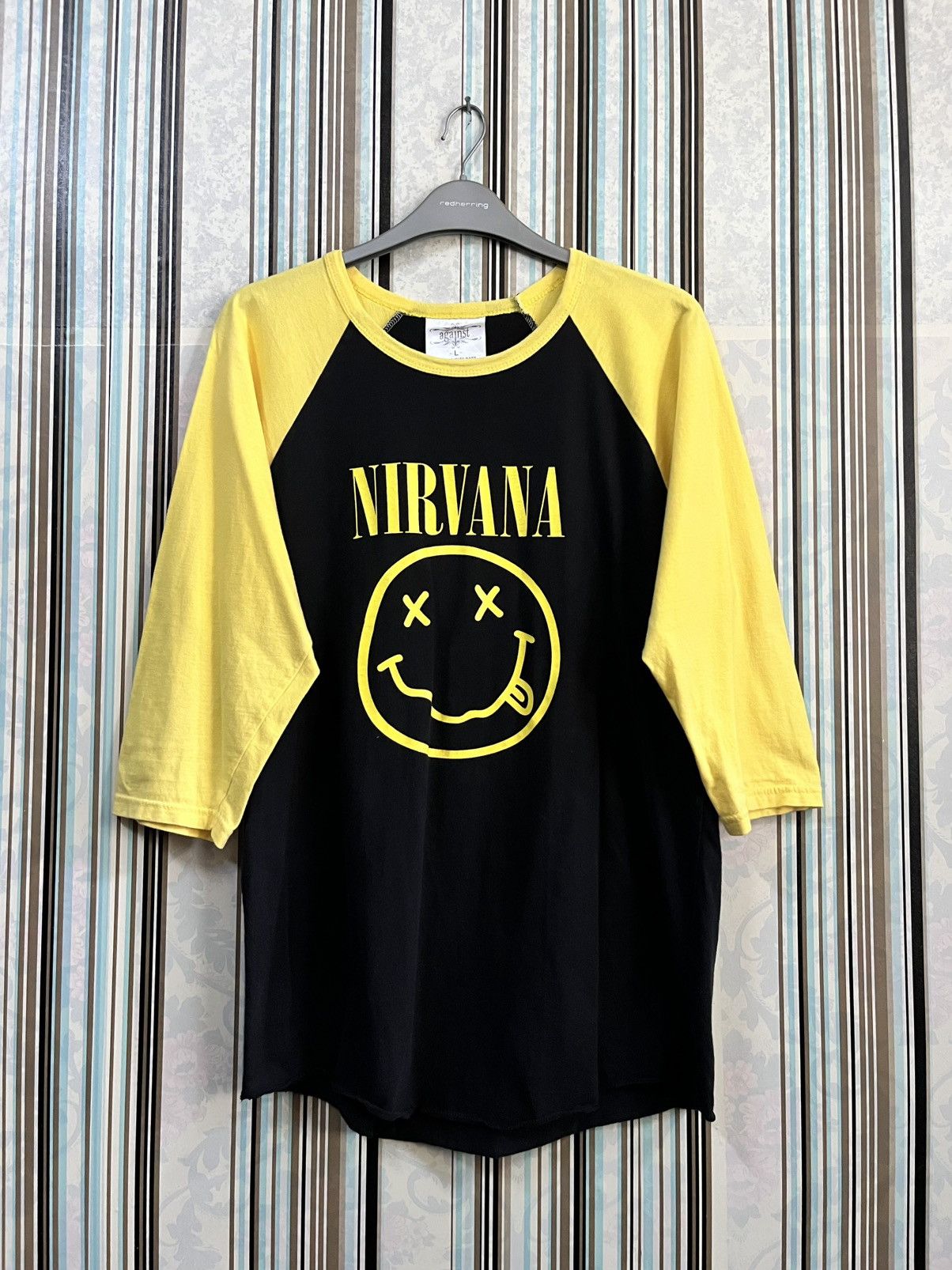 Nirvana 2000s nevermind flyers album smiley raglan #H2 Size US L / EU 52-54 / 3 - 2 Thumbnail