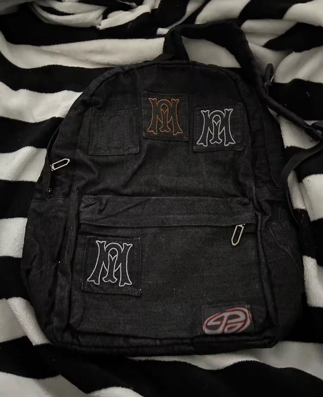 Other Denim Backpack Streetwear Embroidery Letter Size ONE SIZE - 4 Thumbnail