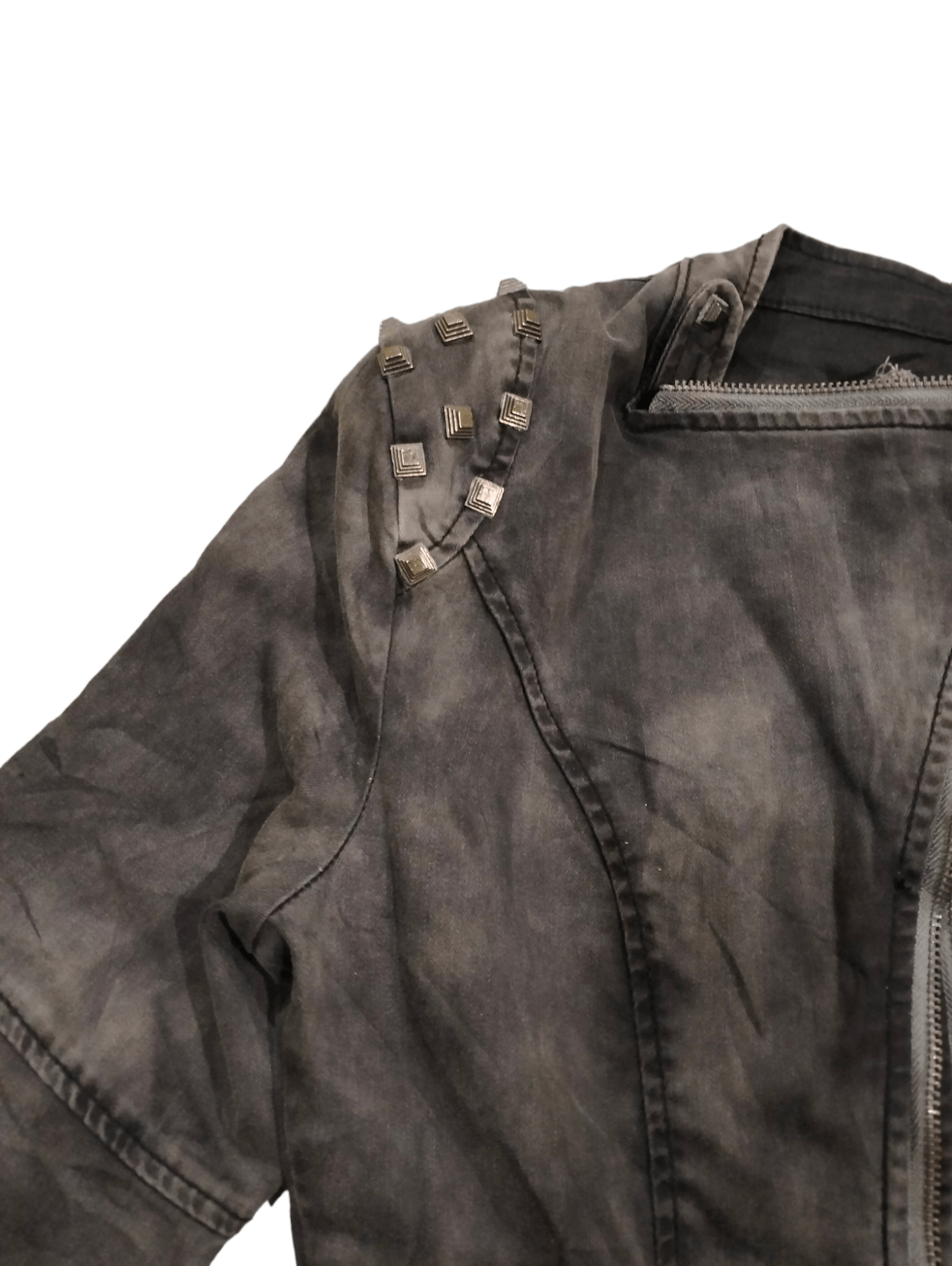 Japanese Brand RARE💥Echolove Zippers and Studs Black Washed Denim Jacket Size S / US 4 / IT 40 - 11 Thumbnail