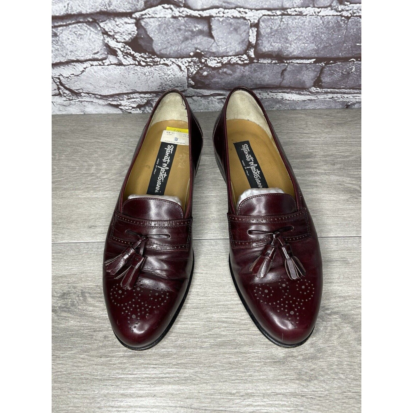 Other Stamati Mastroianni Burgundy Leather Wingtip Tassel Loafers Size US 8 / EU 41 - 17 Thumbnail