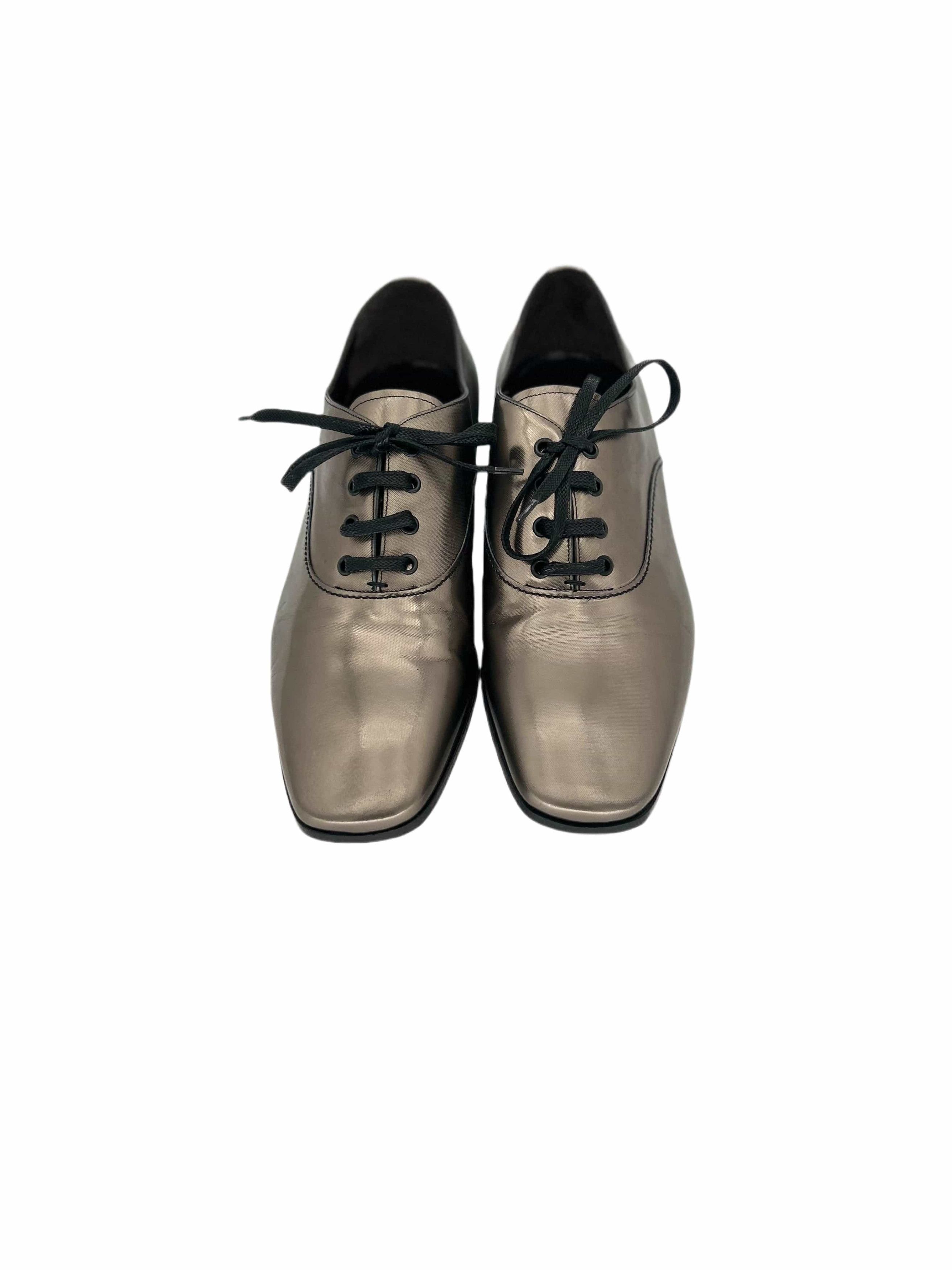 Lanvin Lanvin Silver Oxford Shoe With Gros Grain Laces Size US 8 / EU 41 - 4 Thumbnail