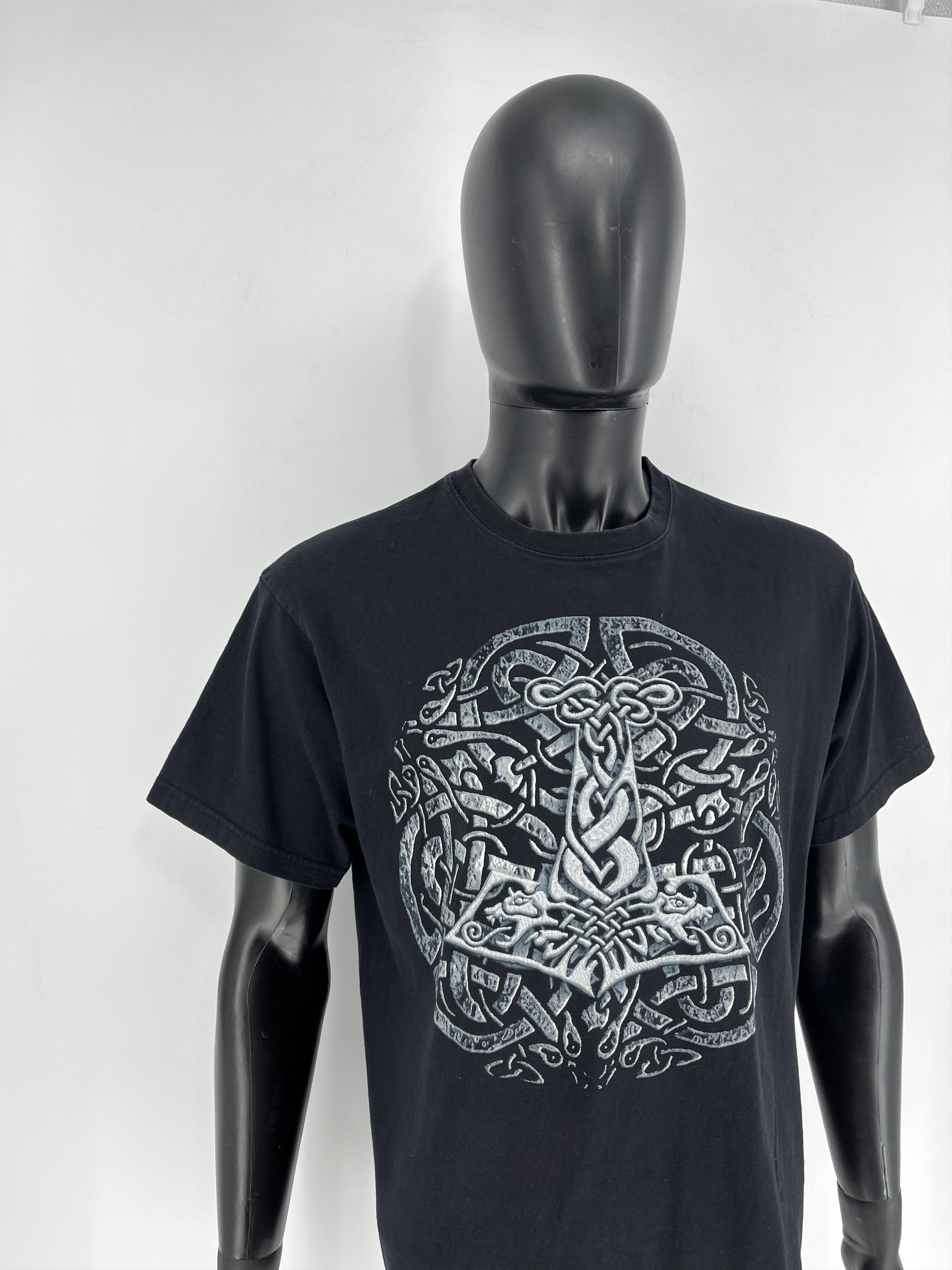 Vintage Vintage Y2k Washed AvantGarde Tribal Tee Streetwear Size US L / EU 52-54 / 3 - 3 Thumbnail