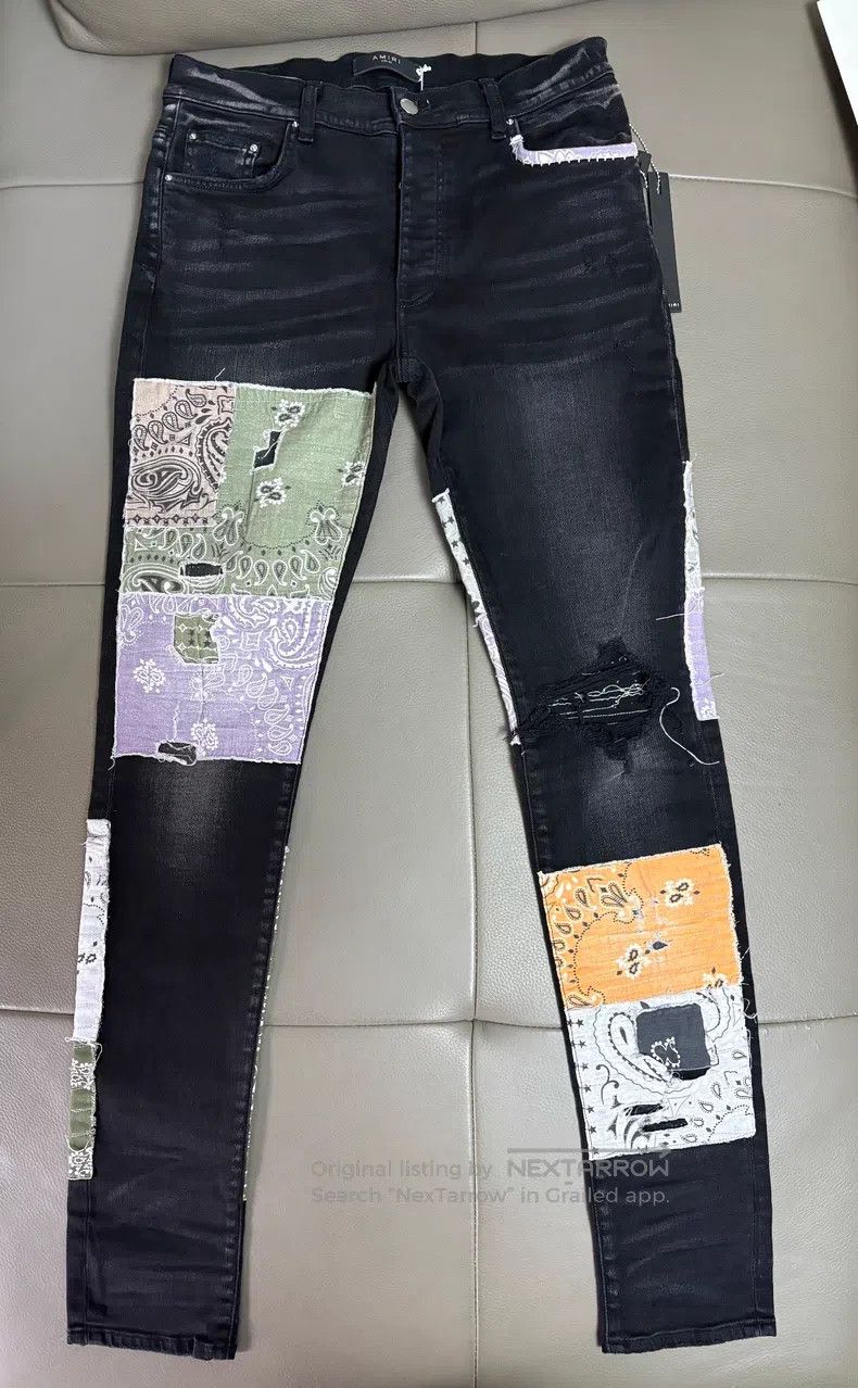 Amiri Amiri Size 32 Cashew flower patch large hole slim jeans Size US 32 / EU 48 - 1 Thumbnail