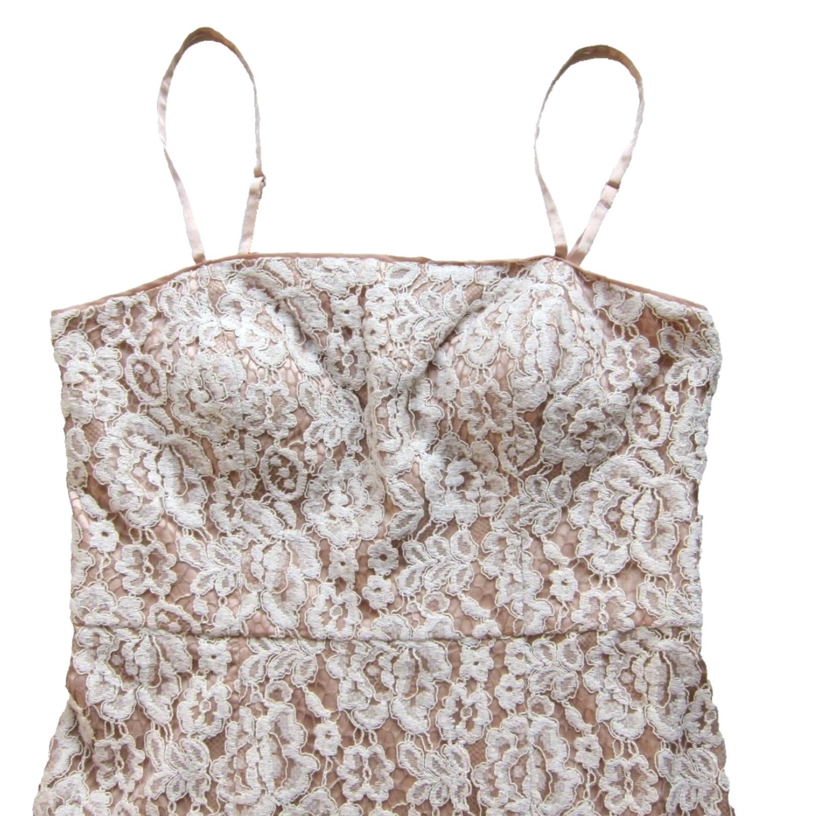 Vintage NWT Eliza J Nordstrom Soft Pink White Lace Spaghetti Strap Sheath Slip Dress 10 Size L / US 10 / IT 46 - 5 Thumbnail
