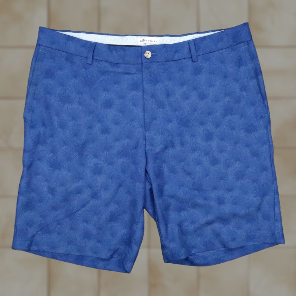 Peter Millar Peter Millar Shorts Mens 36 Blue Carborro Golf Stretch Twill Fan Palm Size US 36 / EU 52 - 1 Thumbnail