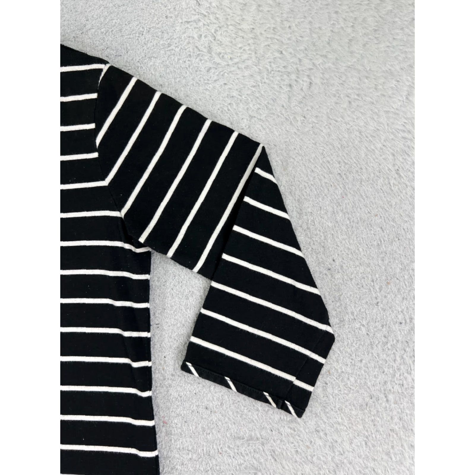 Bob Mackie Bob Mackie Wearable Art Shirt Womens XS Black White Stripe Round Neck Cotton Blend Jersey 3/4 Sleeve Embroidered Vintage No Size XS / US 0-2 / IT 36-38 - 2 Thumbnail