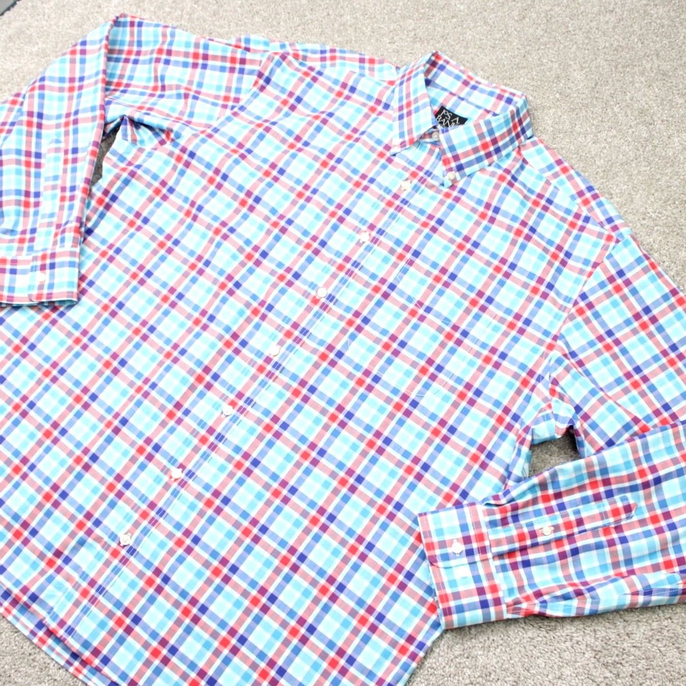 Jos. A. Bank Jos. A. Bank Shirt Mens XL Pink/Blue Traveler's Collection Cotton Long Sleeve Button-Up Plaid Classic Colors Mens XL Pink & Blue Size US XL / EU 56 / 4 - 3 Thumbnail