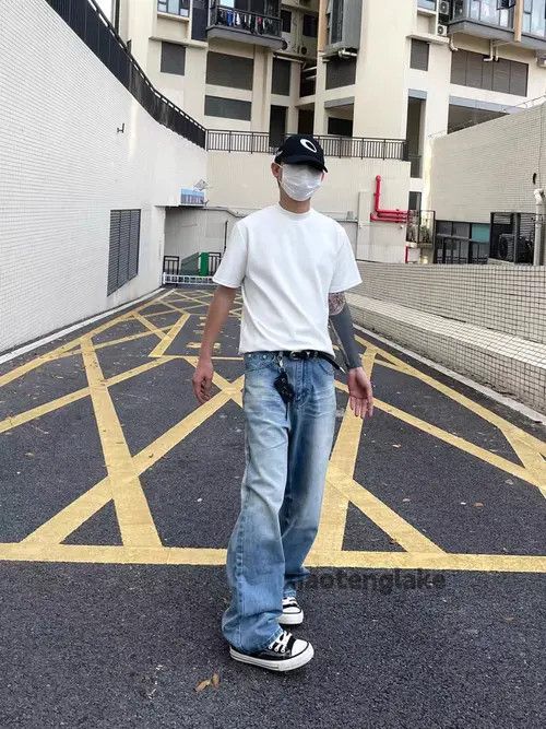 VIBE Unisex washed faded cleanfit yuppie y2k loose jeans Size US 32 / EU 48 - 5 Thumbnail