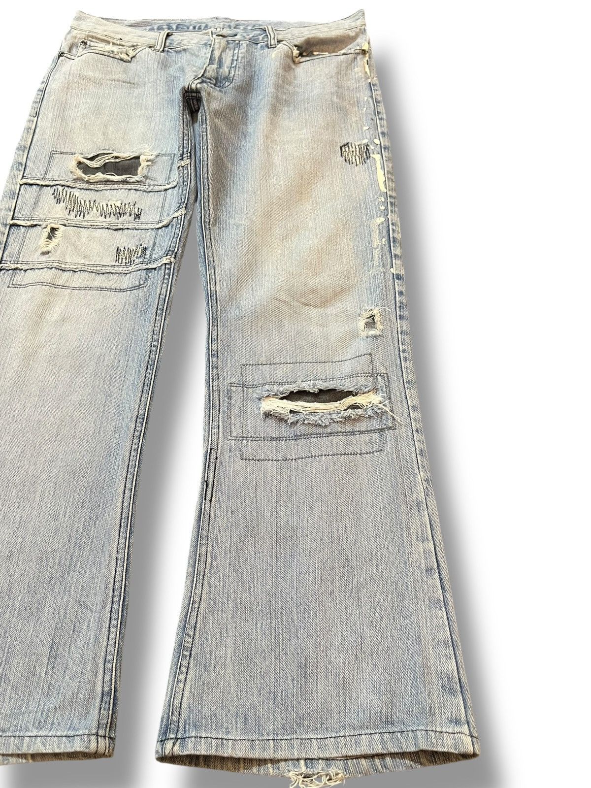 POST ARCHIVE FACTION (PAF) Vintage Rupert Edge Low Rise Flare Sashiko Denim Size US 34 / EU 50 - 4 Thumbnail