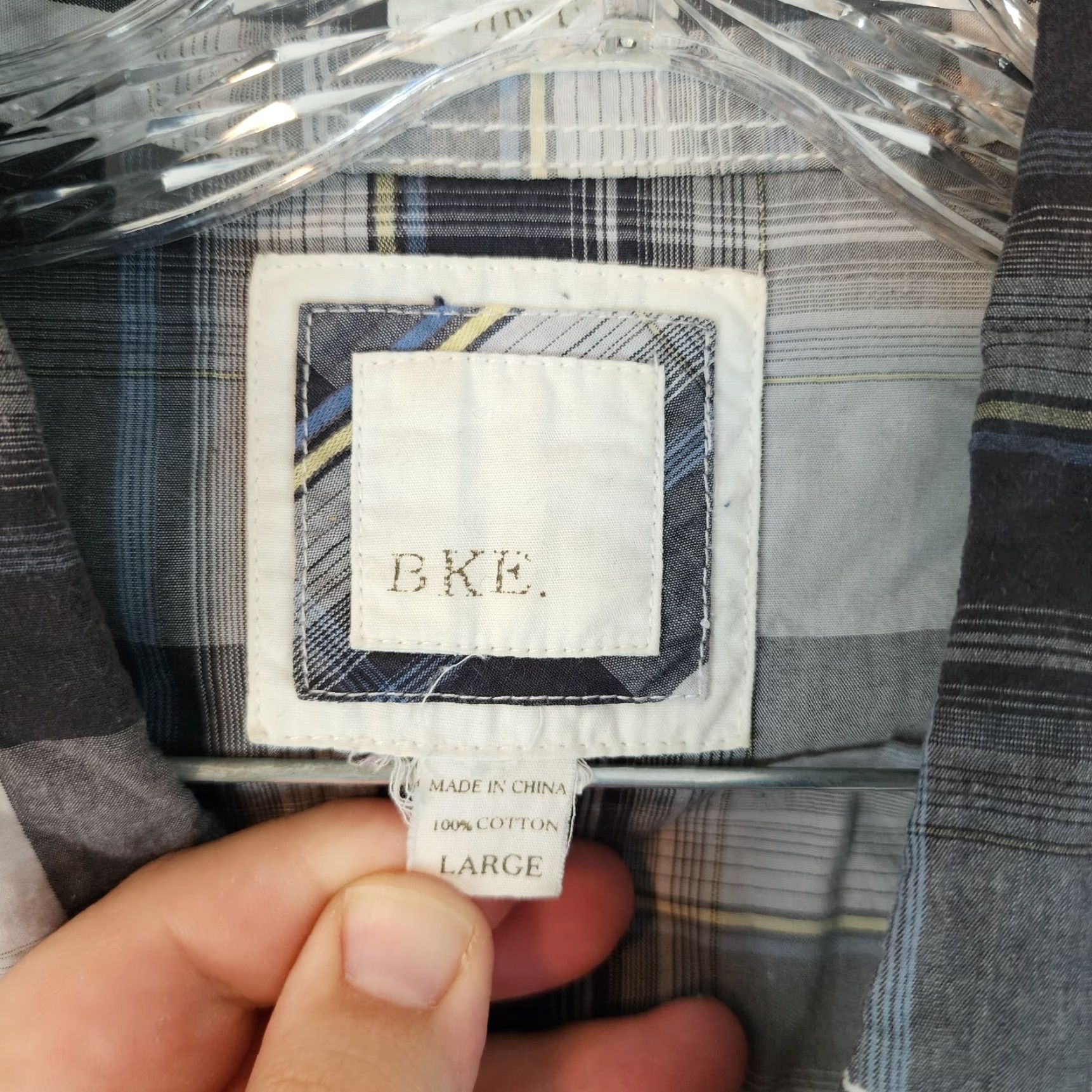 Vintage VINTAGE Buckle Shirt Mens Gray Plaid Slim Long Sleeve Button-Up Snap Size L Size US L / EU 52-54 / 3 - 4 Thumbnail