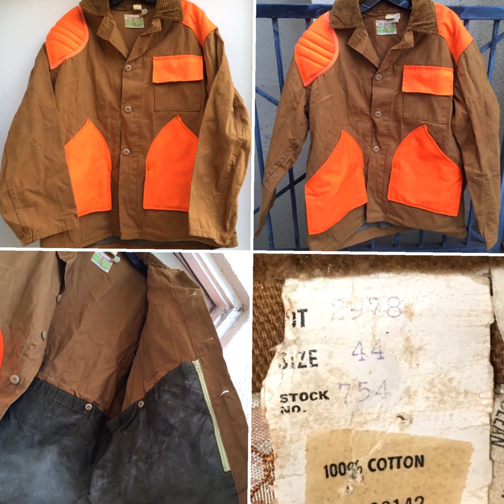 Hunter VINTAGE The Hunter Hunting Jacket Water Repellent Size 44 Brown Fluorescent Orange Jacket Hunters Coat Shirt Mens Size US S / EU 44-46 / 1 - 7 Thumbnail