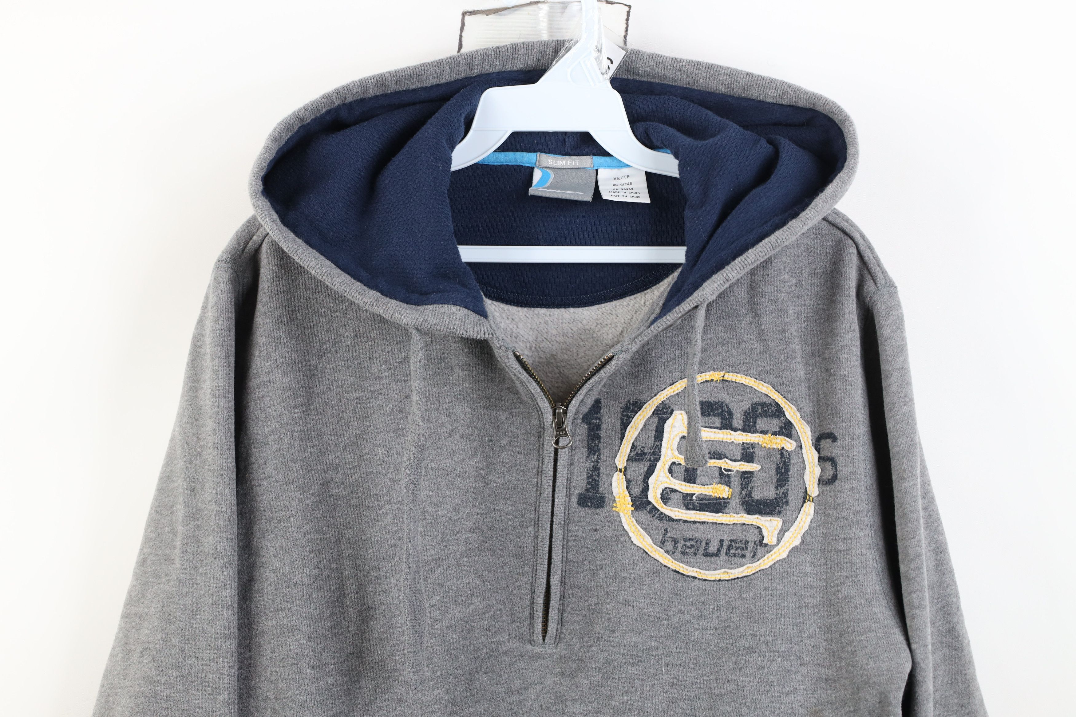 Vintage Vintage Bauer Hockey Half Zip Hoodie Sweatshirt Gray Size US XS / EU 42 / 0 - 2 Thumbnail