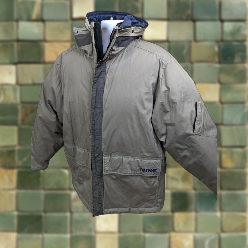 Nike VINTAGE Nike Coat Jacket Men's XL Insulated Fleece Lined Winter Coat Parka Beige Size US XL / EU 56 / 4 - 1 Thumbnail