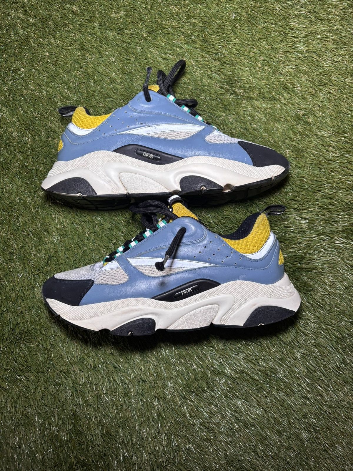 Dior B22 Reflective Low Top Sneakers Blue Yellow White 42 EU
