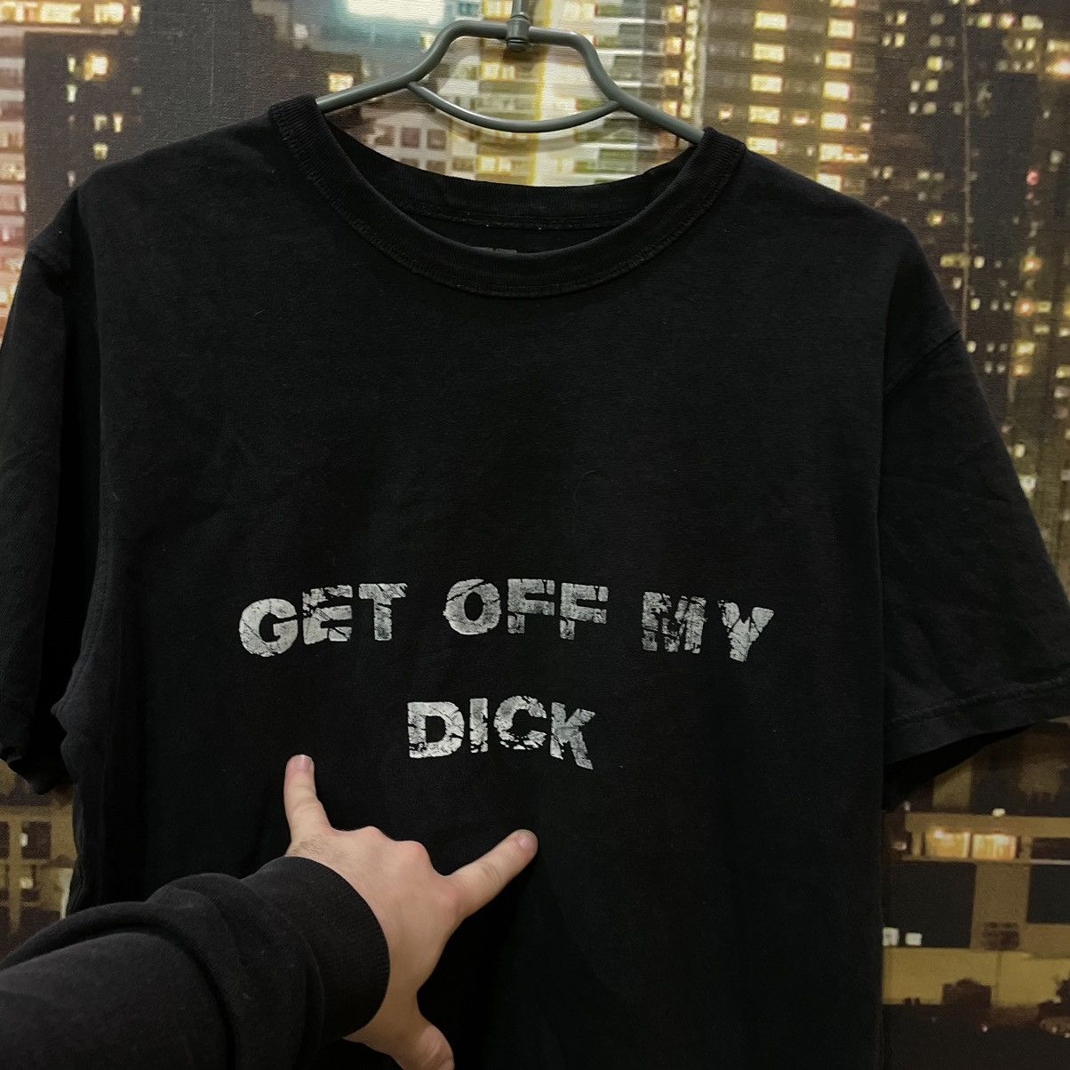 VINTAGE Y2K BLACK TEE GET OFF MY DICK PENIS FUNNY PORNO