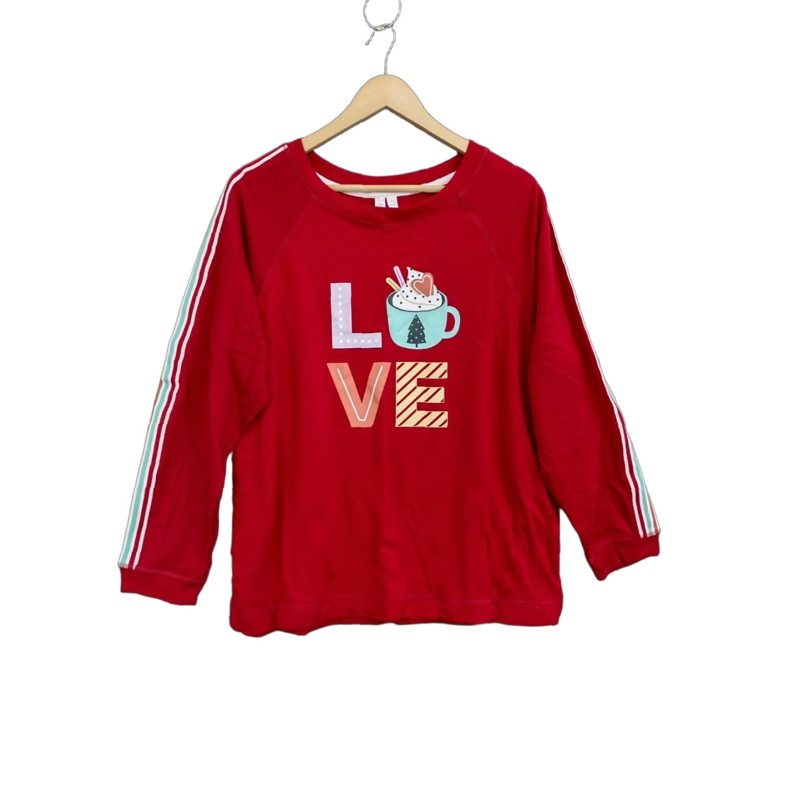 Vintage Joyspun Women's LOVE Print Pajama Top Shirt L Red 12-14 Graphic Print Crew Neck Pullover Mock-Tek Size L / US 10 / IT 46 - 1 Thumbnail