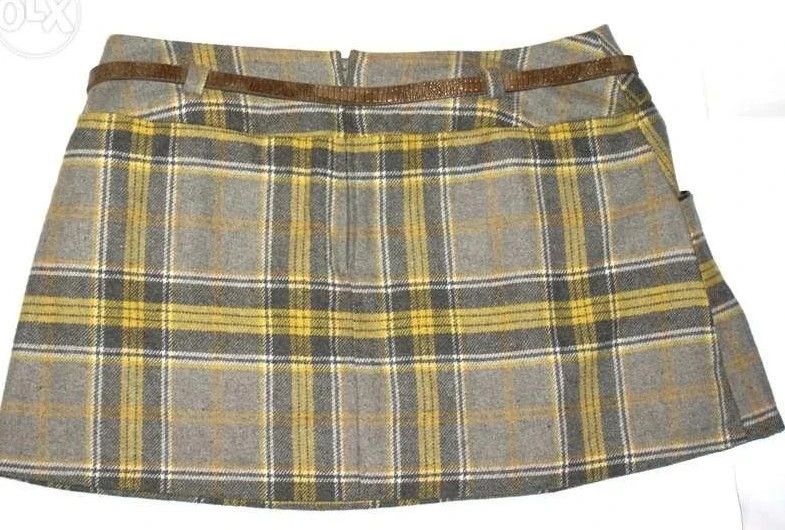 Japanese Brand Y2K Plaid Mini Skirt – Wool Blend Academia Style w/ Belt Size 30" / US 8 / IT 44 - 2 Thumbnail