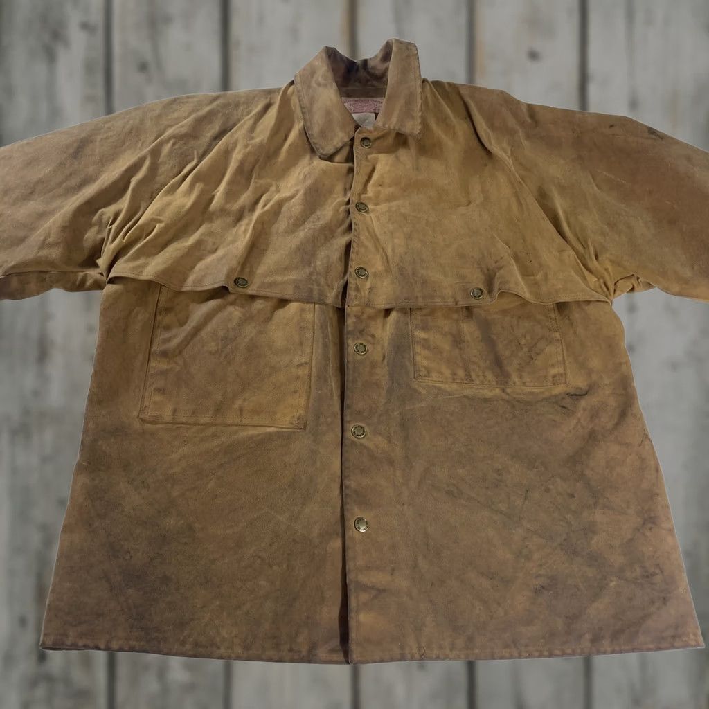 Filson VINTAGE Filson 63 Men's XL Waxed Jacket Double Tin Cloth Logger Cruiser Worn Beige Tin Jacket Field Jacket Mens XL Beige 1963 Decade Outdoor Size US XL / EU 56 / 4 - 1 Thumbnail