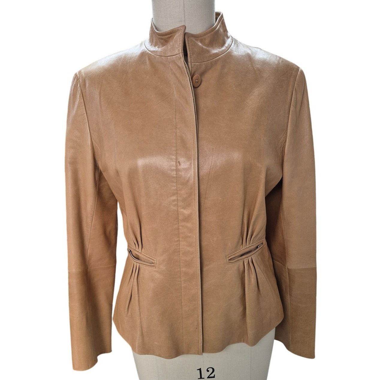 Lafayette 148 Lafayette 148 New York Lambskin Leather Jacket Camel L Size L / US 10 / IT 46 - 2 Thumbnail