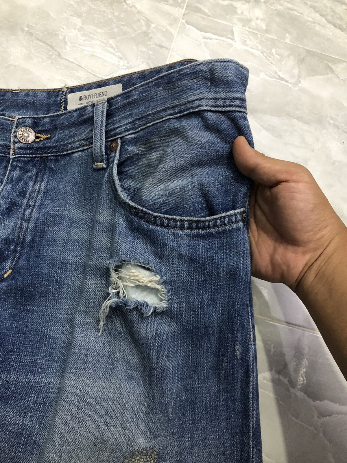 H&M H&M Boyfriend Distressed Boro Stitch Jeans Size US 35 - 4 Thumbnail