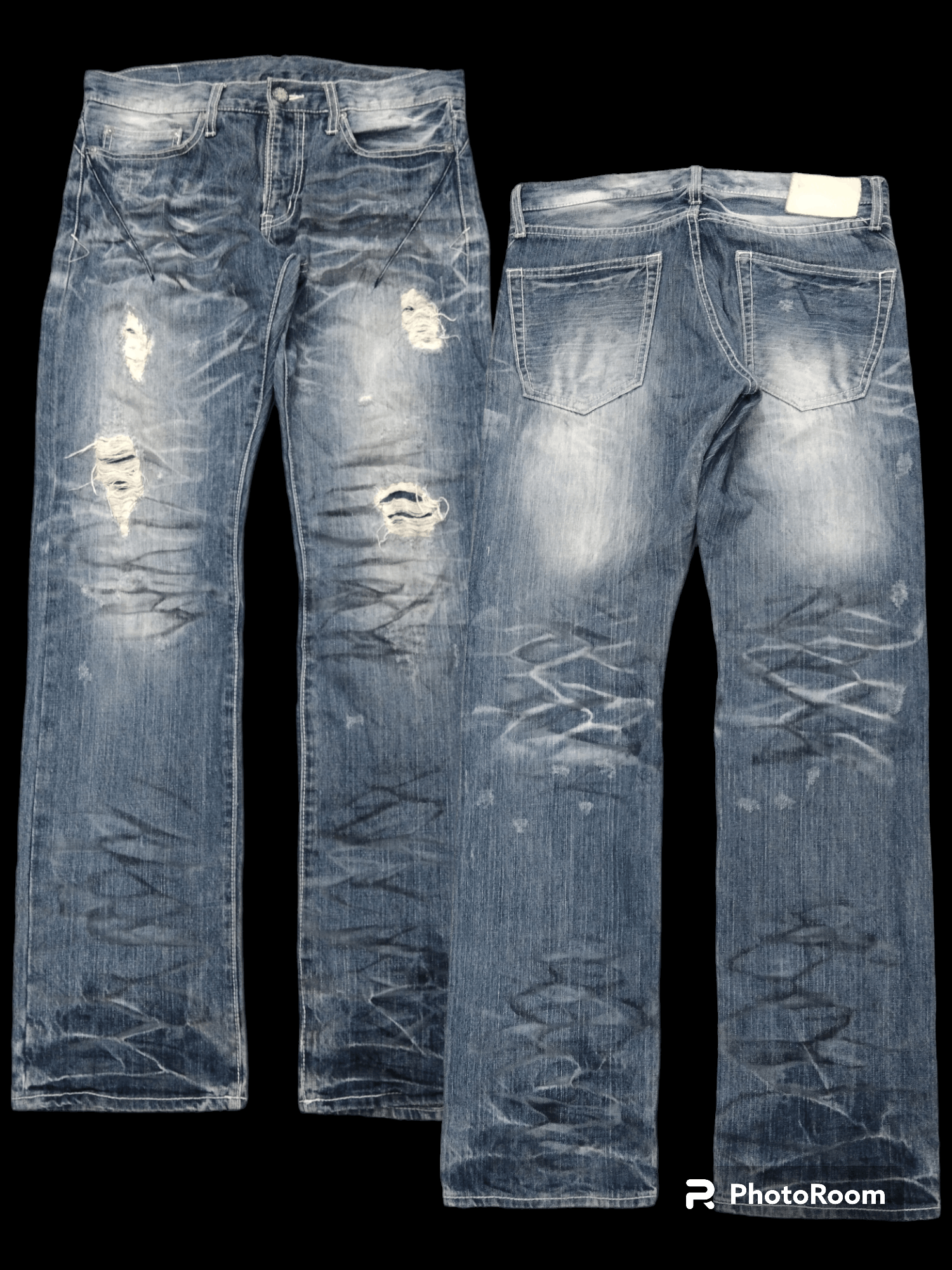 Japanese Brand SICK RIPED PACTHWORK URBAN CRAFT DENIM PANTS Size US 32 / EU 48 - 1 Thumbnail