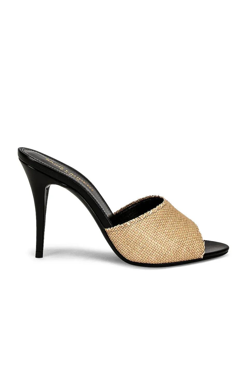 Saint Laurent Paris o1b1hav110724 LA 16 Mules in Raffia in Camel & Black Size US 11 / IT 41 - 1 Thumbnail