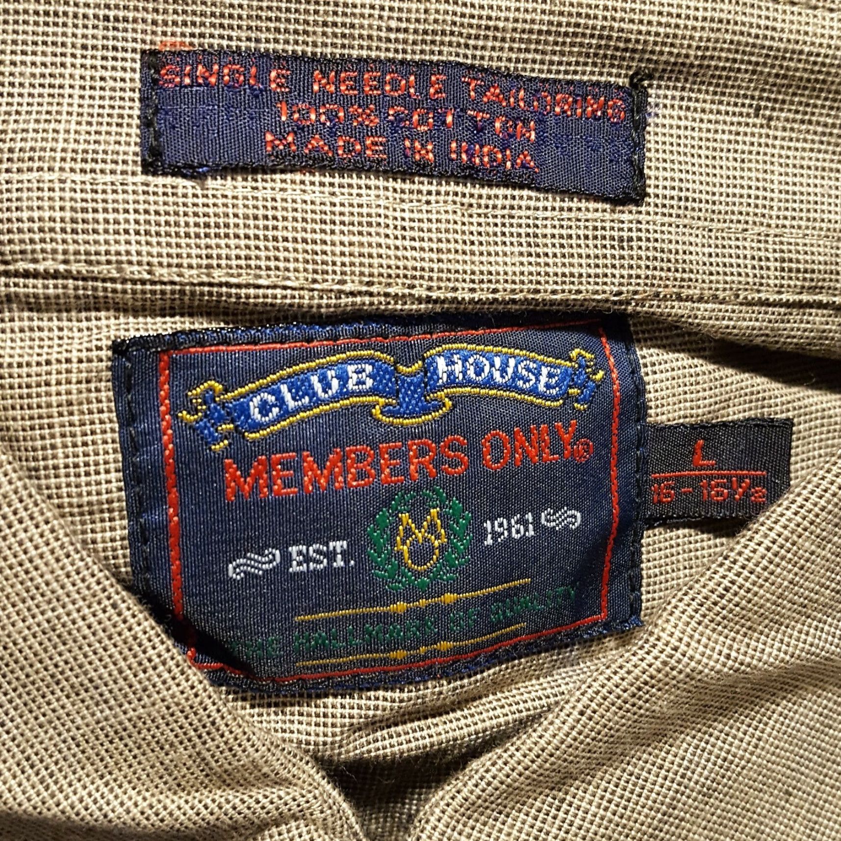 Members Only VINTAGE 90s Woven Khaki Beige Men's Size L Outdoor Button Up Pocket Short Sleeve Shirt Size US L / EU 52-54 / 3 - 5 Thumbnail
