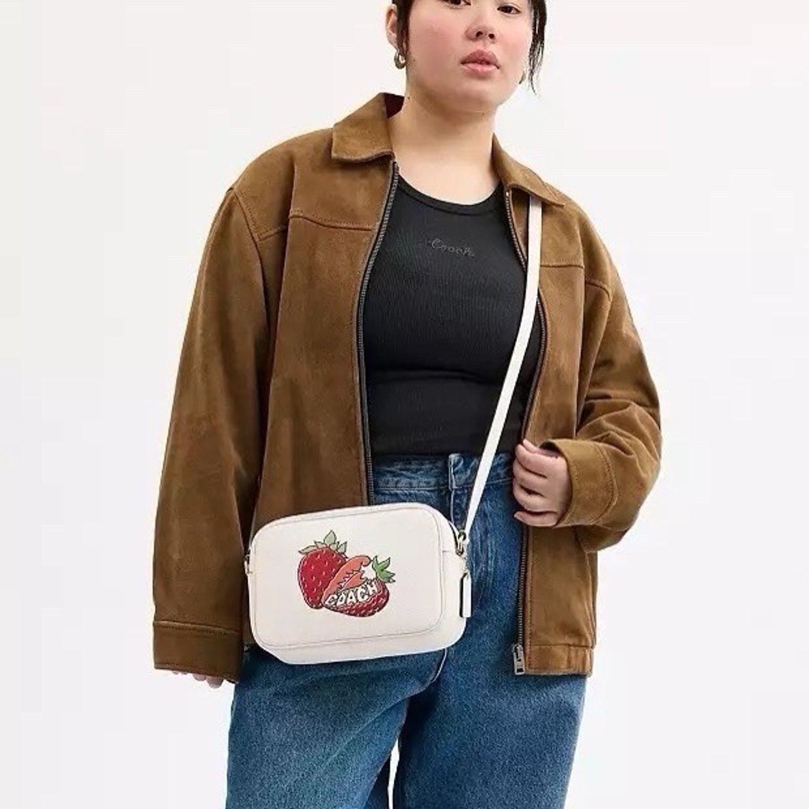 Coach NWT COACH Jamie Camera Bag Strawberry Graphic Chalk CBA65 Size ONE SIZE - 7 Thumbnail