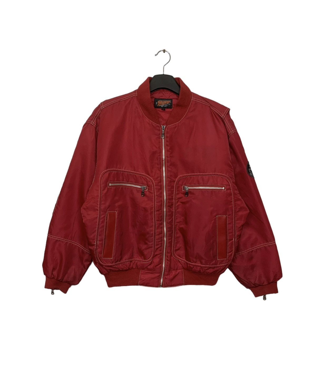 image of Vintage Jungle Storm Bomber Jacket in Red, Men's (Size Large)