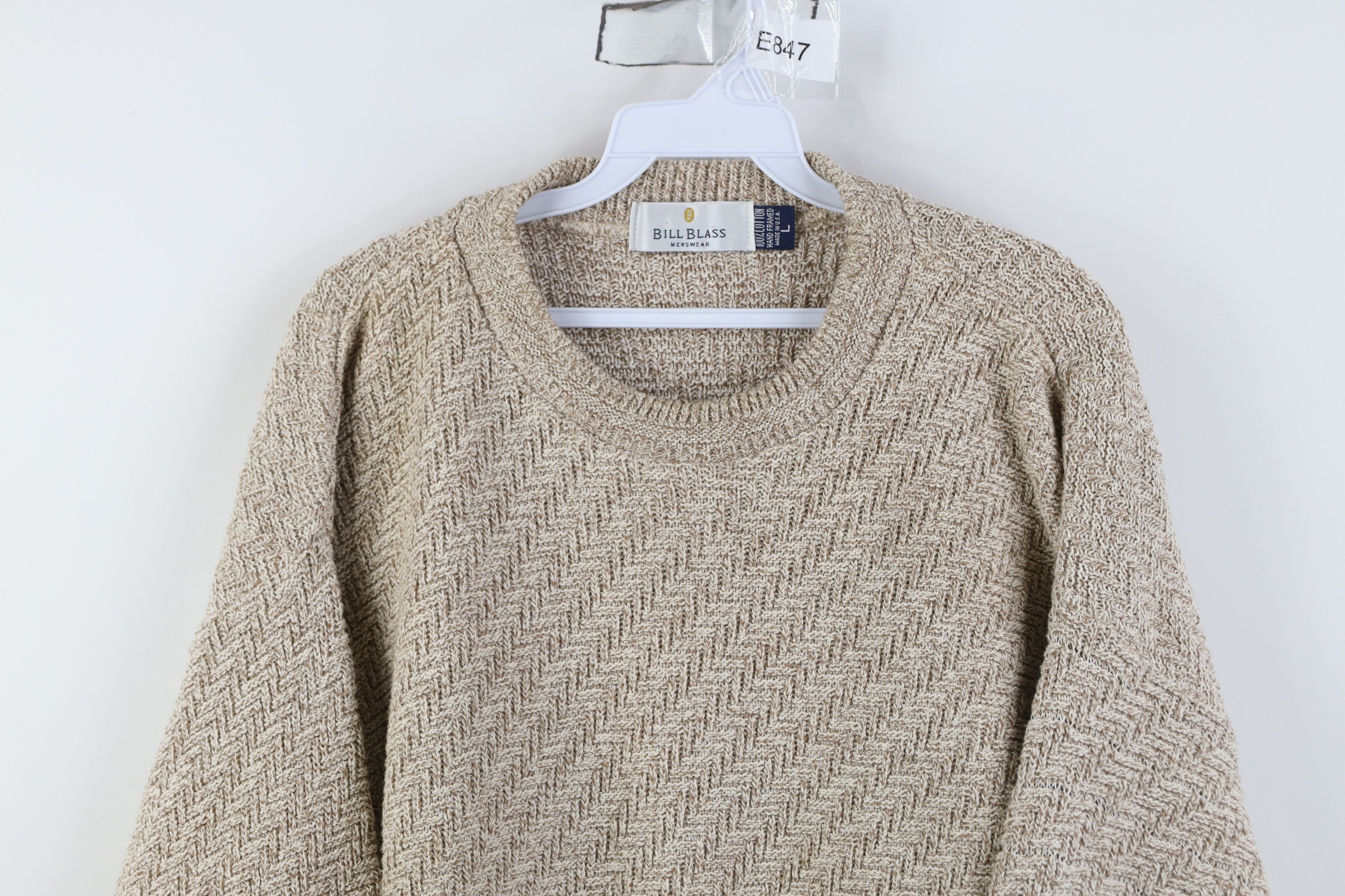 Vintage Vintage 90s Streetwear Framed Cotton Knit Sweater Beige USA Size US L / EU 52-54 / 3 - 2 Thumbnail