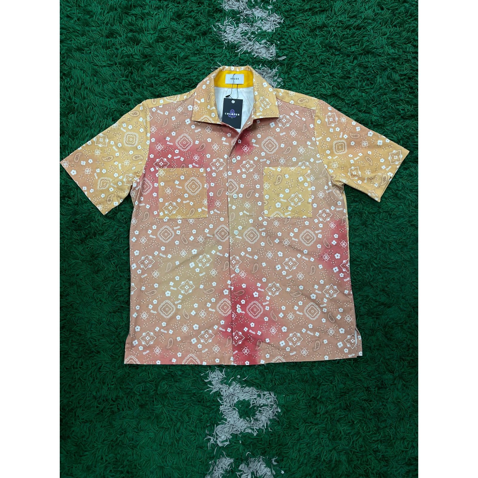 Rhude Rhude Button Up Orange All Over Print Used Small Size US S / EU 44-46 / 1 - 1 Thumbnail
