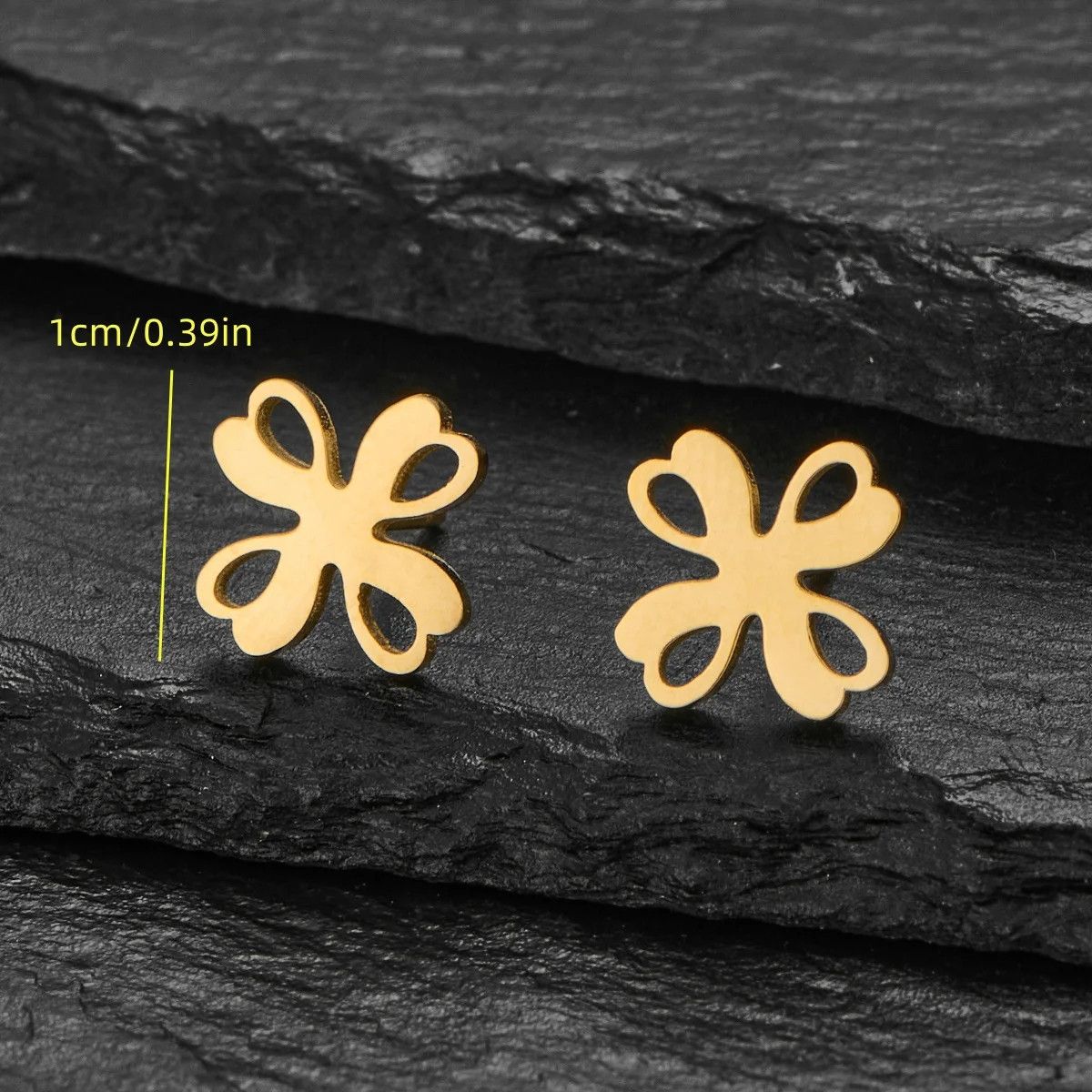 Jewelry Four Leaf Flower Mini Stud Earrings Charm Earring Gift Size ONE SIZE - 3 Thumbnail