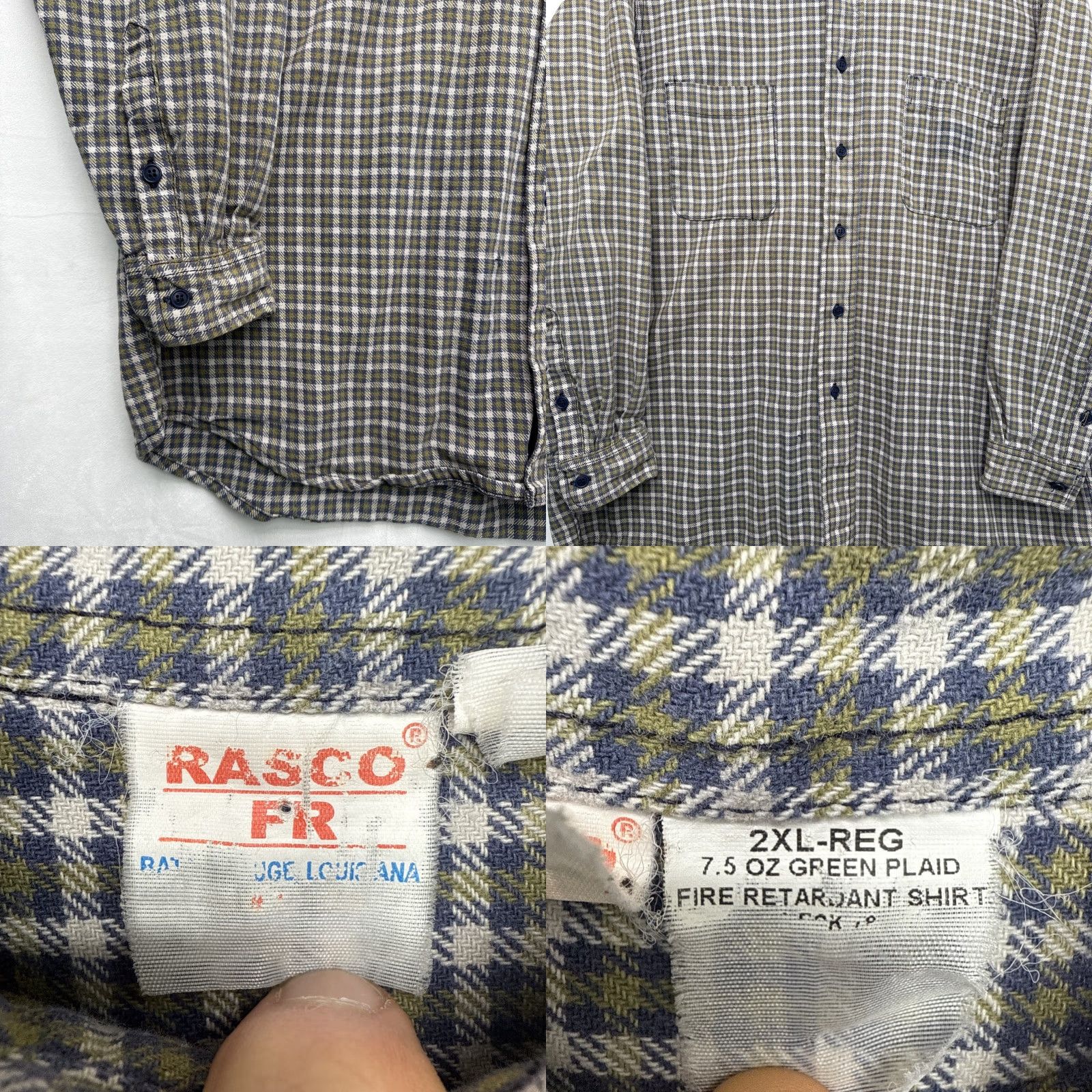 Vintage VINTAGE Rasco FR Shirt Mens 2XL Tall Green Plaid Flame Resistant Work Button-Down Shirt Size US XXL / EU 58 / 5 - 8 Thumbnail