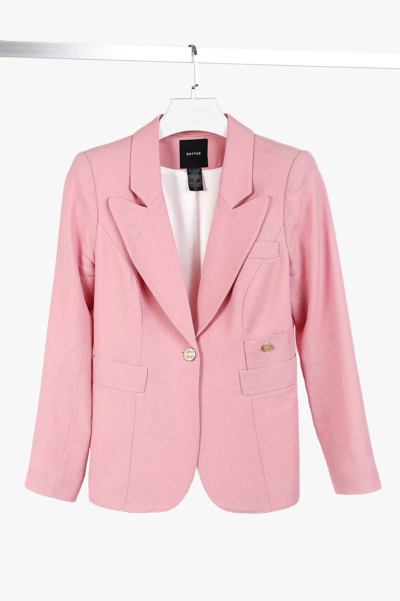SMYTHE Smythe Duchess Rethink Pink Single-Breasted Wool Blazer Size M / US 6-8 / IT 42-44 - 1 Thumbnail